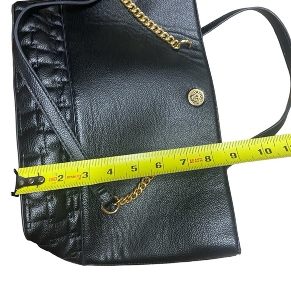 Anne Klein Black Chain Strap Pebble Faux Leather Part Quilted Shoulder Tote Bag - Picture 15 of 15